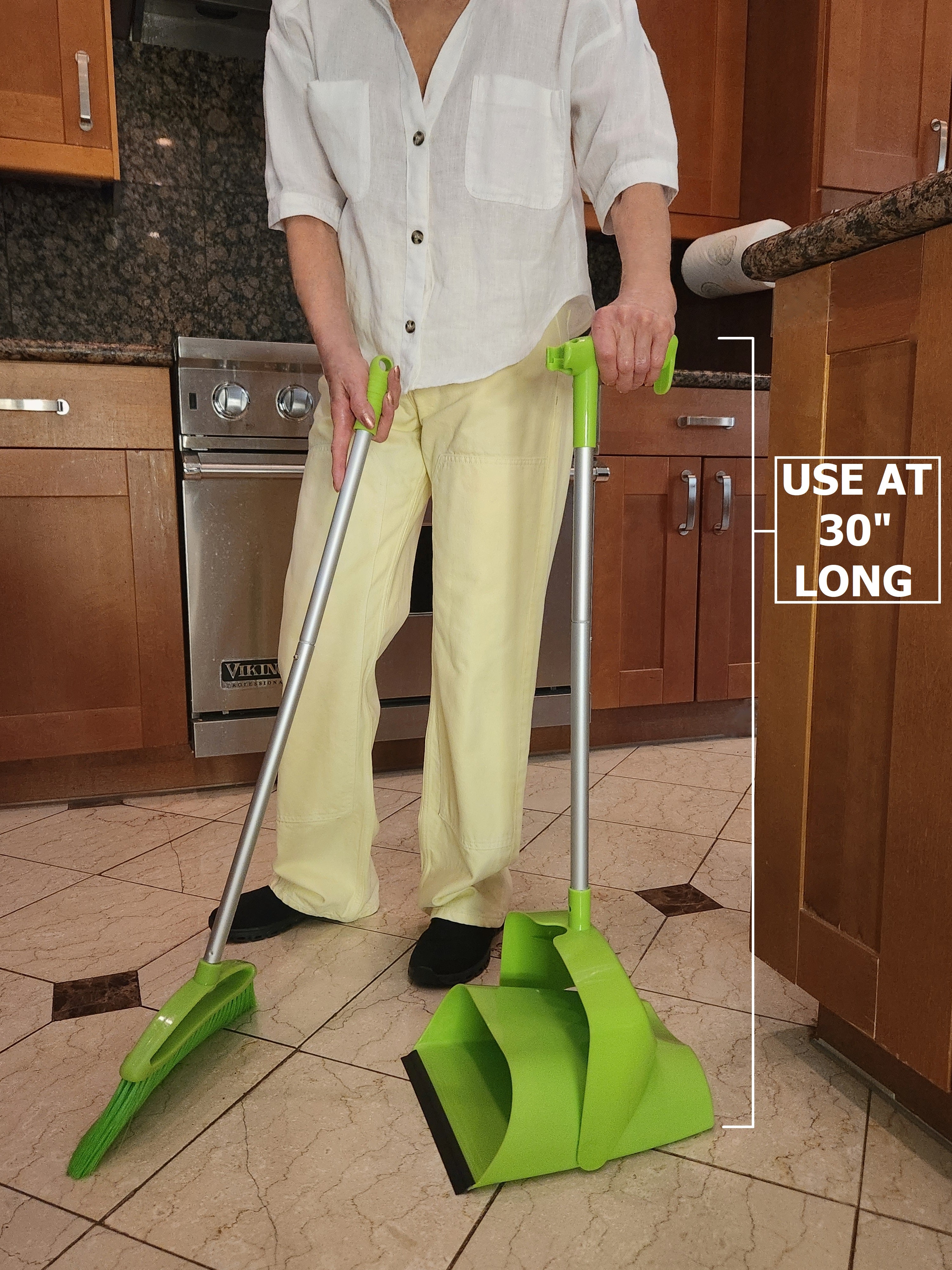 Extendable Upright Dustpan and Broom Set - PortoTrash